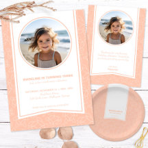 Elegant turtle pattern birthday suite in coral