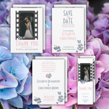 Blush and Blue Cotton Wedding Cards