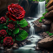 Beautiful red rose waterfall 