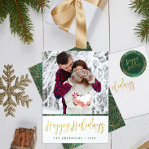 Green & Gold Ornate Happy Holidays Theme