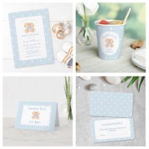 Elegant Cute Bunny Rabbit Boy Baby Shower Party