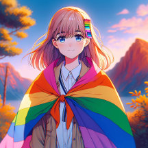 LGBTQIA+ Anime Girl with Cape