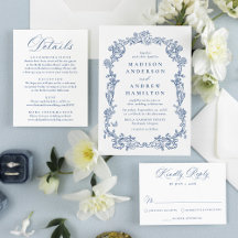 Elegant French Blue Victorian Floral Wedding