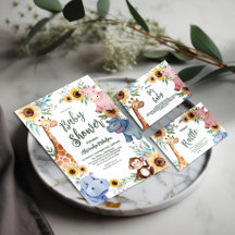 Cute Safari Animal Greenery Baby Shower