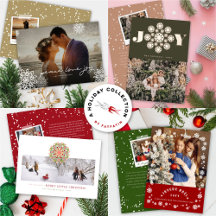 ELEGANT CHRISTMAS SNOWFLAKES   HOLIDAY PHOTO CARDS