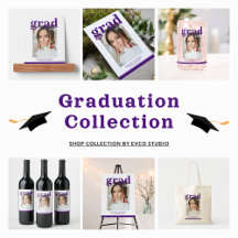 Photo Graduation Elegant Modern Script Purple