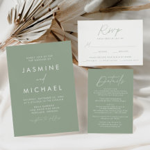 Modern Script Sage Green Wedding Collection