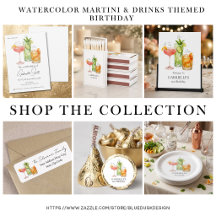 Watercolor Martini & Drinks Themed Birthday 