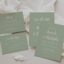 Modern Script Sage Green Wedding Suite