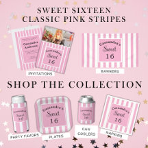 Sweet Sixteen Classic Pink and White Stripes  