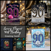 Luxury Elegant 90th Birthday Greeting Cards