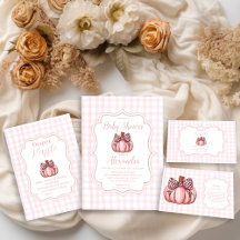 Pink Pumpkin Bow Girl Baby Shower Collection