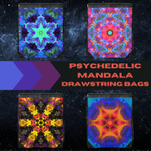 Psychedelic Mandala Drawstring Backpacks