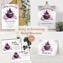 A Baby is Brewing Pink Halloween Baby Shower