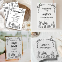Whimsical Black Hand Drawn Bridal Shower 