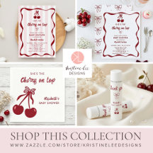 Hand-drawn Coquette Cherry on Top Baby Shower