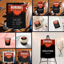 Modern Basketball Orange Ball Baby Shower