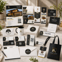 Luxury Black Gold Real Estate QR Branding