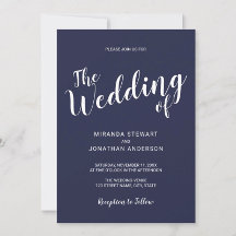 Wedding Invitation Suite :Modern Script Navy Blue 