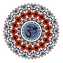 Mandala Yoga Om Sky Blue Rust Kaleidoscope Design