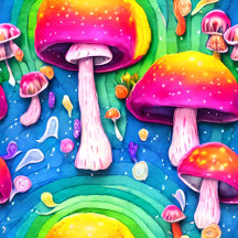 Colorful Cute Mushroom Seamless Pattern
