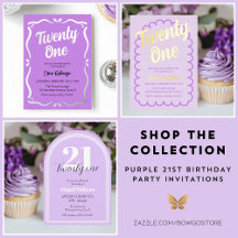 Purple Twenty One 21st Birthday Party Invitations