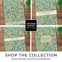 Elegant Green Jasmine Floral Pattern Notebooks