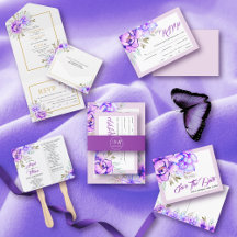 Purple and lilac watercolor flowers floral wedding