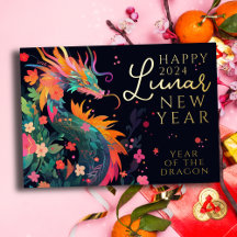 Lunar New Year - Contemporary Floral Dragon