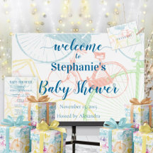 Retro Vintage Colorful Bicycle Baby Shower