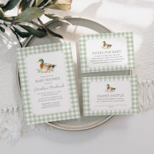 Sage Green Gingham Duck Baby Shower