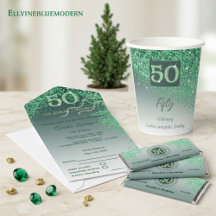 Heartfelt Green Glitter   50th Birthday