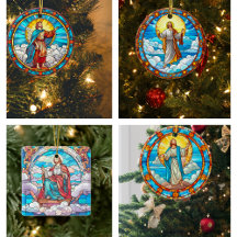 Divine Jesus Stained Glass Christmas Ornaments