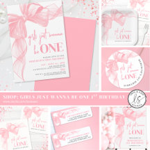 Pink Bow Girls Just Wanna Be ONE 1st Birthday