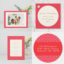 Red Pink Mid Century Modern Christmas Holiday