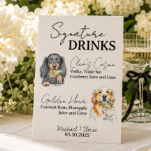 Minimalist Script Dog Illustration Wedding Signs
