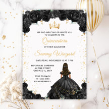 Black Princess Floral Quinceañera