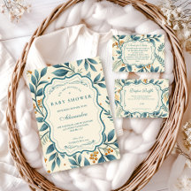 Teal Cottage Floral Baby Shower