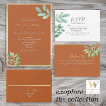 Rustic Burnt Orange Wedding Invitation Suite