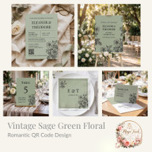 Sage Green Vintage Floral Romantic Wedding Suite