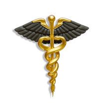 Classy Medical Elegant Gold Caduceus Black Wings