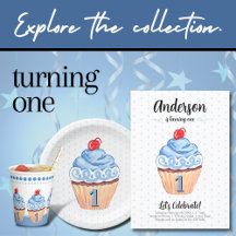 First Birthday Boy Blue Cupcake