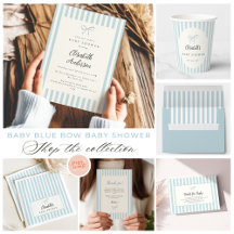 Blue Stripes - Bow Baby Shower
