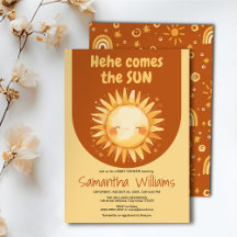 Here comes the Sun cute baby shower invitation 