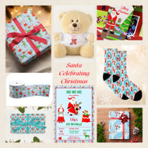 Santa Christmas Cards, Invites and More