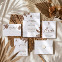 Tropical Palm Trees Letterpress Wedding