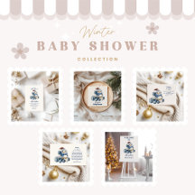 Blue Penguin Christmas Baby Shower