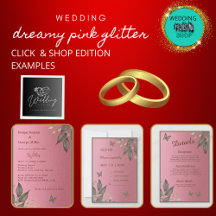 dreamy pink glitter foliage wedding Collection