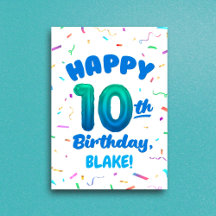 Balloon Numbers Birthday Card, Age 7-19