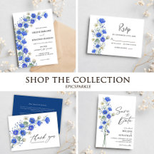 Blue And White Wildflower Modern Elegant Wedding
